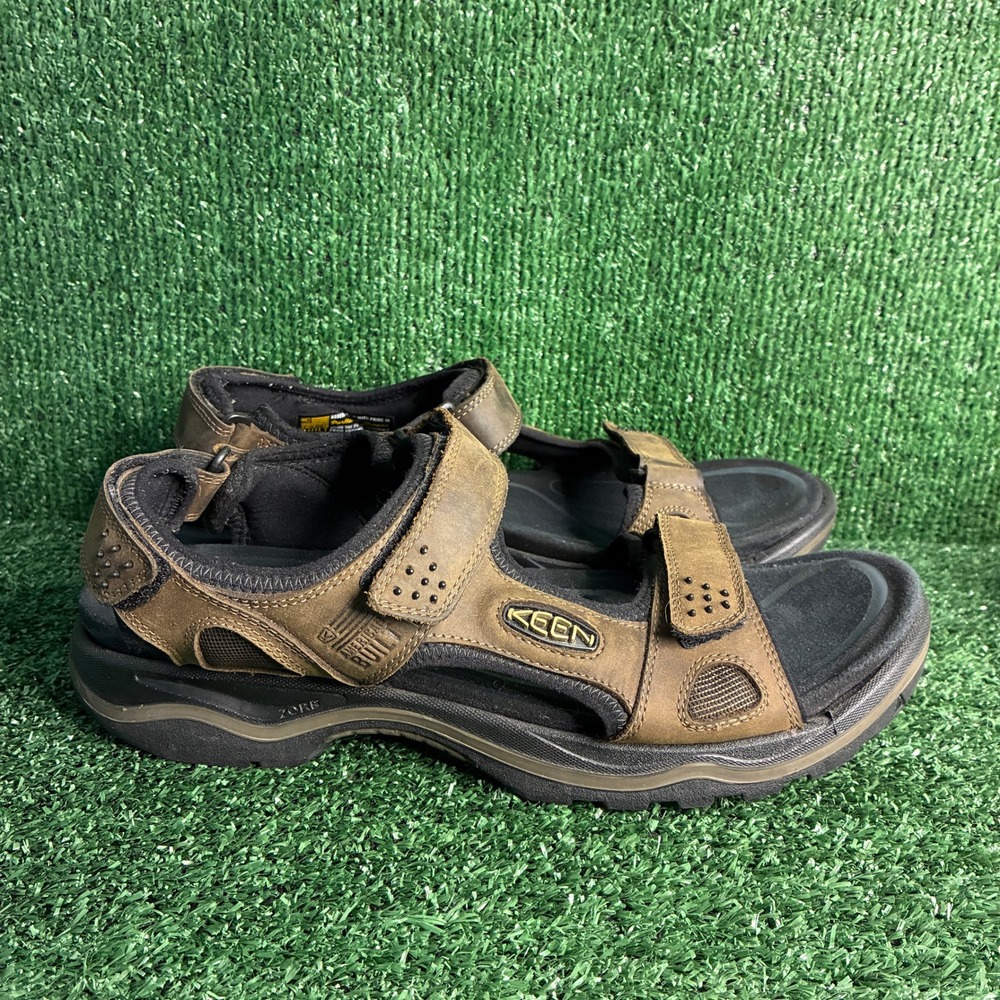 KEEN Rialto 3 Point Leather Waterproof Hiking Trail Sport Sandals Brown Mens 12